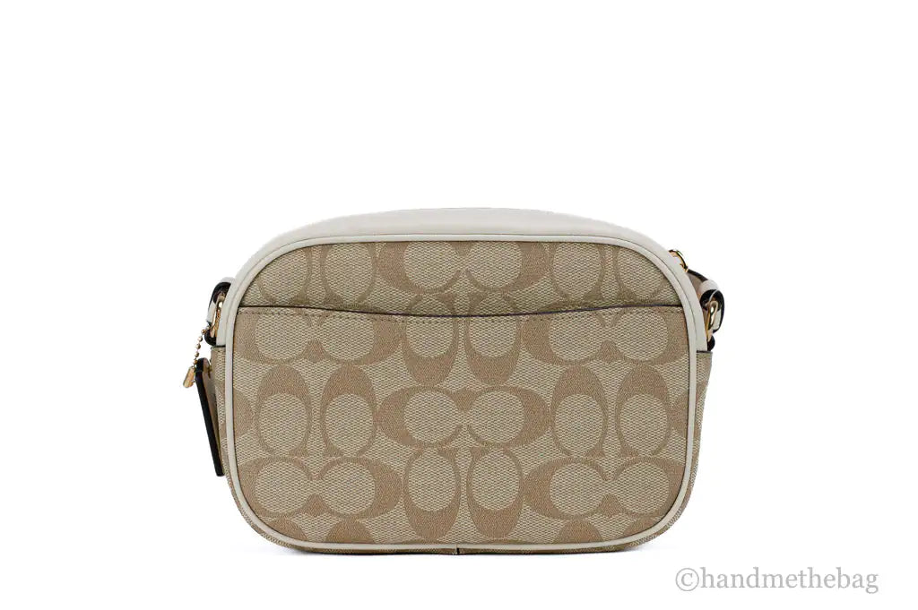 Coach (C9926) Jamie Mini Khaki Chalk Coated Canvas Camera Crossbody Handbag